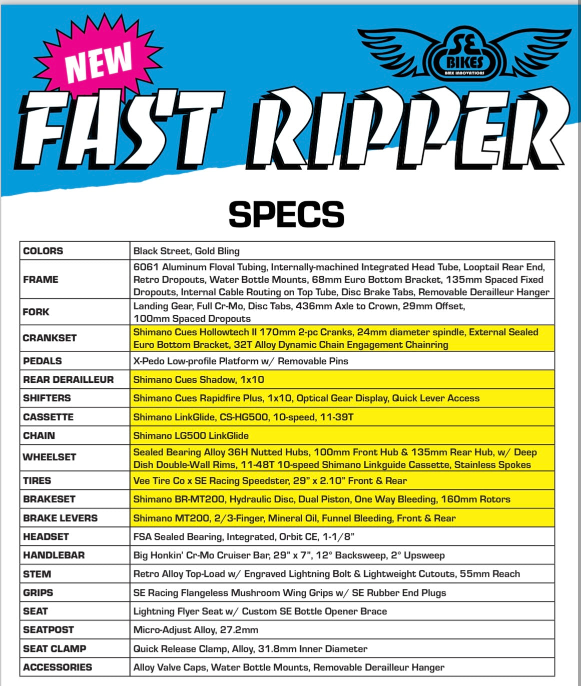 SEBikes Fast Ripper 2025 GOLD 29’’