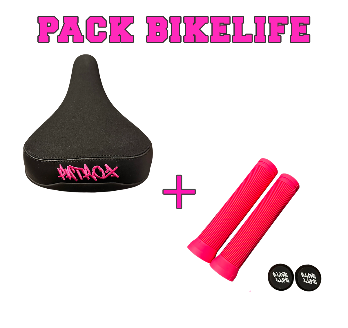 PACK BIKELIFE Patrox – Poignées 145 mm + Selle Patrox Rose