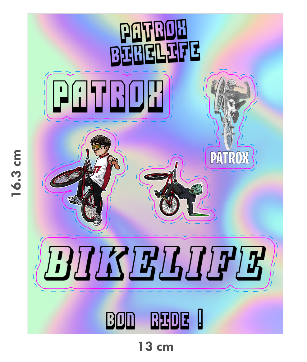 Planche de stickers holographique Patrox Bikelife