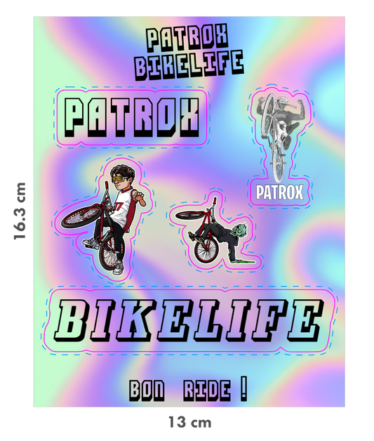 Planche de stickers holographique Patrox Bikelife