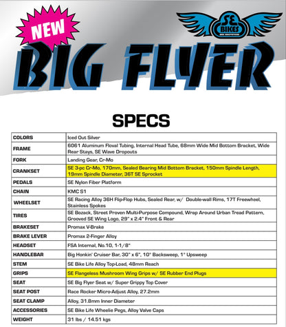 SEBikes Big Flyer 2025 Iced Out Silver 29’’
