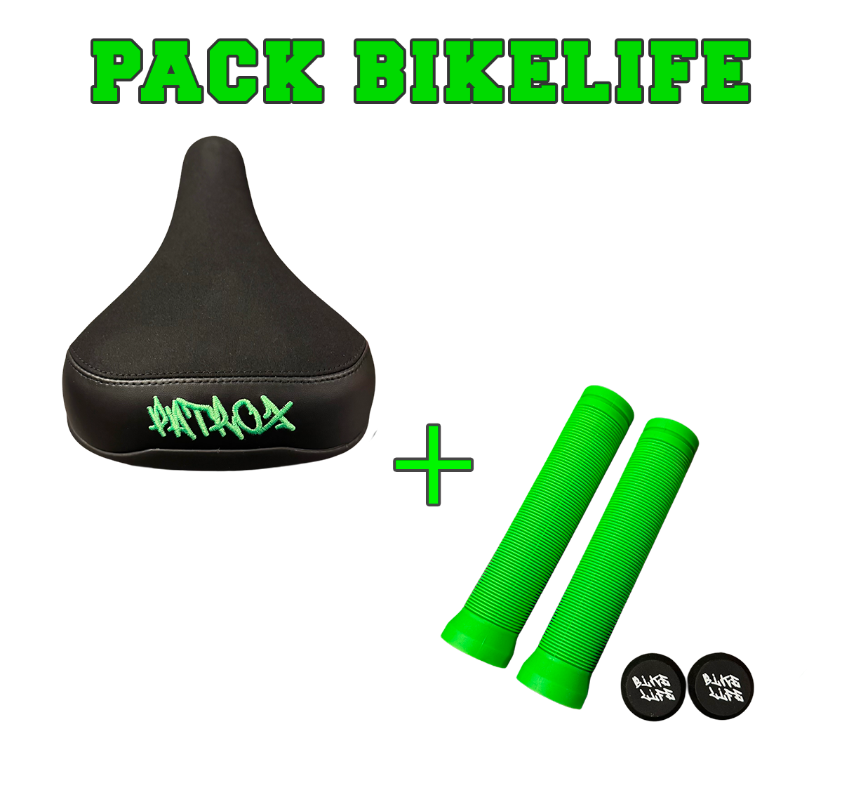 PACK BIKELIFE Patrox – Poignées 145 mm + Selle Patrox Vert