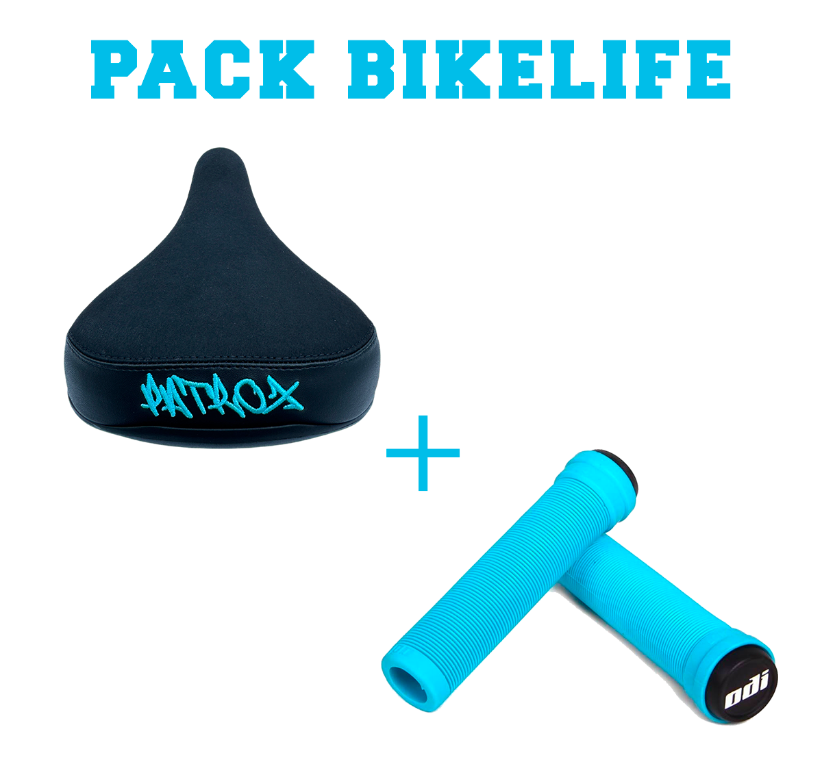 PACK BIKELIFE SELLE + ODI LONGNECK 135MM BLEU