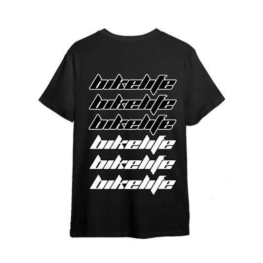 Tee-shirt dégradé BIKELIFE noir et blanc logo dos